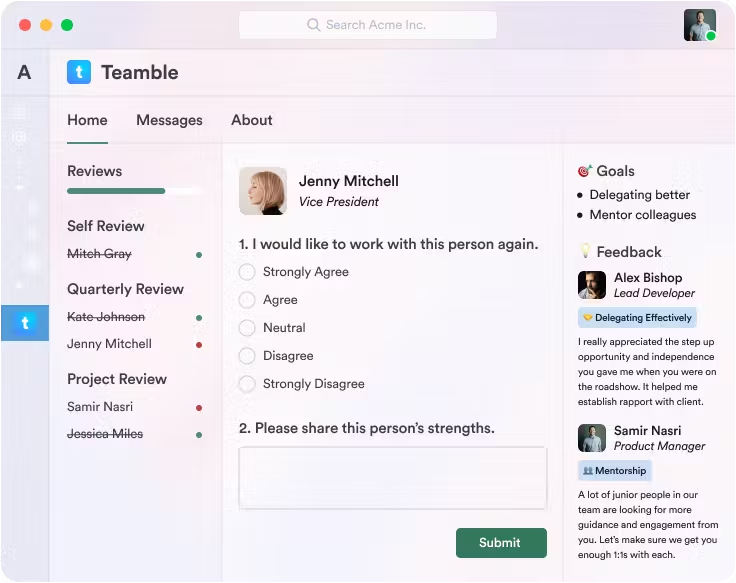 Teamble Performance Review